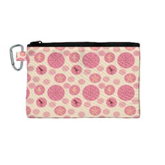 Cream Retro Dots Canvas Cosmetic Bag (medium) by snowwhitegirl