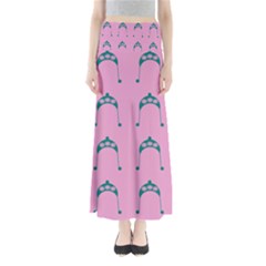 Pink Flower Teal Hat Full Length Maxi Skirt by snowwhitegirl