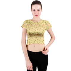 Hats Pink Beige Crew Neck Crop Top by snowwhitegirl