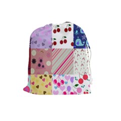 Quilt Of My Patterns Drawstring Pouches (large)  by snowwhitegirl