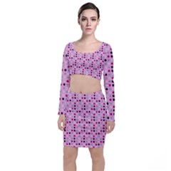 Grey Magenta Eggs On Pink Long Sleeve Crop Top & Bodycon Skirt Set by snowwhitegirl