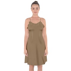 Brownish Ruffle Detail Chiffon Dress by snowwhitegirl