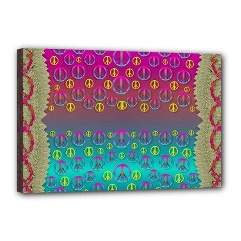 Years Of Peace Living In A Paradise Of Calm And Colors Canvas 18  X 12  by pepitasart