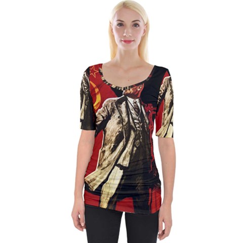Lenin  Wide Neckline Tee by Valentinaart