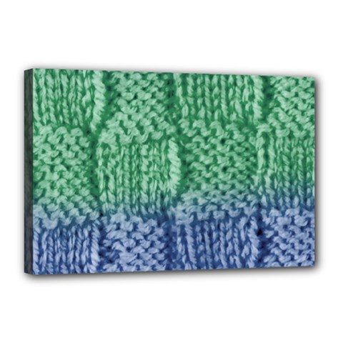 Knitted Wool Square Blue Green Canvas 18  X 12  by snowwhitegirl