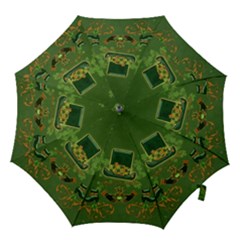 Happy St  Patrick s Day With Clover Hook Handle Umbrellas (large) by FantasyWorld7