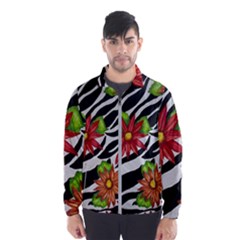 Floral Zebra Print Wind Breaker (men) by dawnsiegler