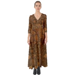 Background Steampunk Gears Grunge Button Up Boho Maxi Dress by Nexatart