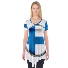 Finland Country Flag Countries Short Sleeve Tunic  by Nexatart