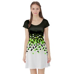 Flat Tech Camouflage Reverse Green Short Sleeve Skater Dress by jumpercat
