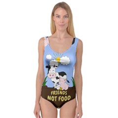 Friends Not Food - Cute Cow, Pig And Chicken Princess Tank Leotard  by Valentinaart