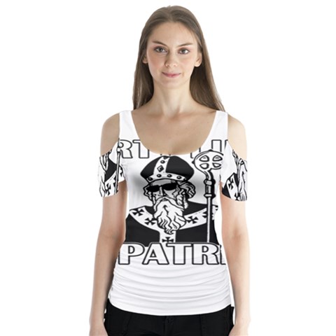  St  Patricks Day  Butterfly Sleeve Cutout Tee  by Valentinaart