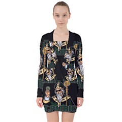 St  Patricks Day  V-neck Bodycon Long Sleeve Dress by Valentinaart