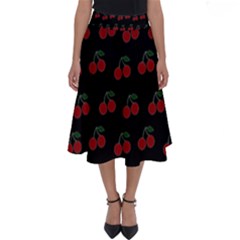 Cherries Black Perfect Length Midi Skirt by snowwhitegirl
