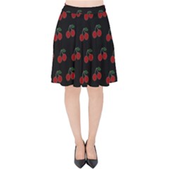 Cherries Black Velvet High Waist Skirt by snowwhitegirl
