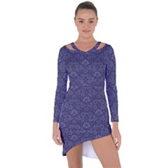 Damask Purple Asymmetric Cut-out Shift Dress by snowwhitegirl