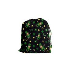 St Patricks Day Pattern Drawstring Pouches (small)  by Valentinaart