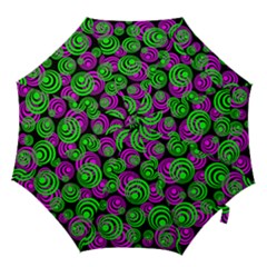 Neon Green And Pink Circles Hook Handle Umbrellas (small) by PodArtist