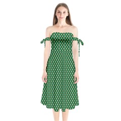 Irish Flag Green White Orange On Green St  Patrick s Day Ireland Shoulder Tie Bardot Midi Dress by PodArtist