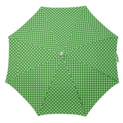 White Heart-shaped Clover On Green St  Patrick s Day Straight Umbrellas by PodArtist