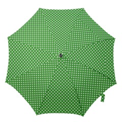 White Heart-shaped Clover On Green St  Patrick s Day Hook Handle Umbrellas (medium) by PodArtist
