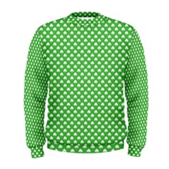 White Heart-shaped Clover On Green St  Patrick s Day Men s Sweatshirt by PodArtist