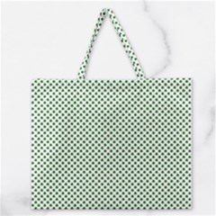 Shamrock 2-tone Green On White St Patrick’s Day Clover Zipper Large Tote Bag by PodArtist