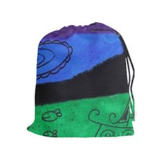 Purple Whale Drawstring Pouches (extra Large) by snowwhitegirl