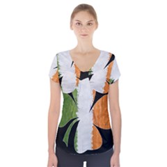 Irish Clover Short Sleeve Front Detail Top by Valentinaart