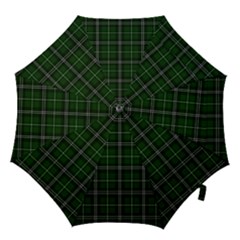 Green Plaid Pattern Hook Handle Umbrellas (large) by Valentinaart