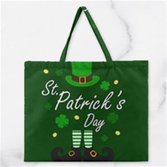 St Patricks Leprechaun Zipper Large Tote Bag by Valentinaart