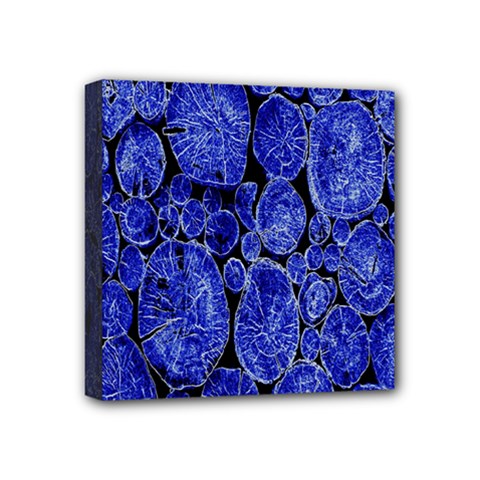 Neon Abstract Cobalt Blue Wood Mini Canvas 4  X 4  by Nexatart