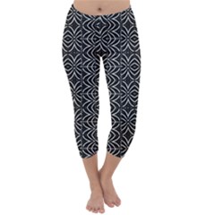 Black And White Tribal Print Capri Winter Leggings  by dflcprints