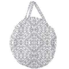 Black And White Ethnic Geometric Pattern Giant Round Zipper Tote by dflcprints