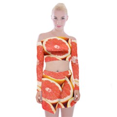Grapefruit 1 Off Shoulder Top With Mini Skirt Set by trendistuff
