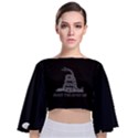 Gadsden Flag Don t tread on me Tie Back Butterfly Sleeve Chiffon Top View1