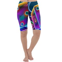 3d Cube Dice Neon Cropped Leggings  by Sapixe
