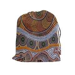 Aboriginal Traditional Pattern Drawstring Pouches (extra Large) by Sapixe