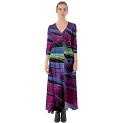 Abstract Satin Button Up Boho Maxi Dress by Sapixe