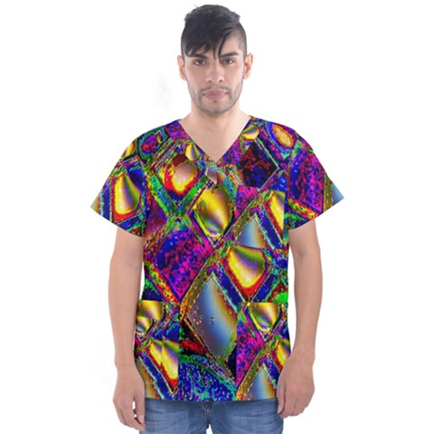 Abstract Digital Art Men s V-neck Scrub Top by Sapixe