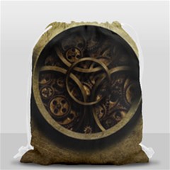 Abstract Steampunk Textures Golden Drawstring Bag (small) by Sapixe