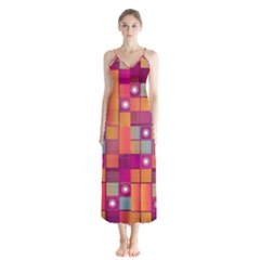 Abstract Background Colorful Button Up Chiffon Maxi Dress by Sapixe