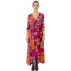 Abstract Background Colorful Button Up Boho Maxi Dress by Sapixe