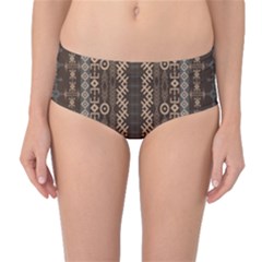 African Style Vector Pattern Mid-waist Bikini Bottoms by Sapixe