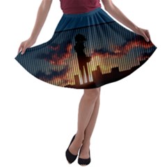 Art Sunset Anime Afternoon A-line Skater Skirt by Sapixe