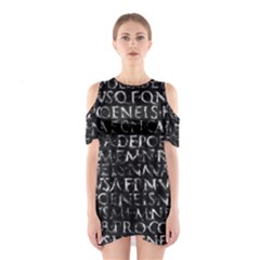 Antique Roman Typographic Pattern Shoulder Cutout One Piece by dflcprints