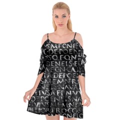 Antique Roman Typographic Pattern Cutout Spaghetti Strap Chiffon Dress by dflcprints