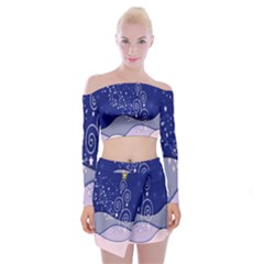 Christmas Tree Off Shoulder Top With Mini Skirt Set by Sapixe