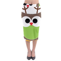 Clip Art Animals Owl Midi Pencil Skirt by Sapixe