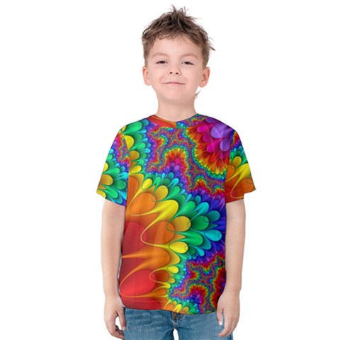 Colorful Trippy Kids  Cotton Tee by Sapixe